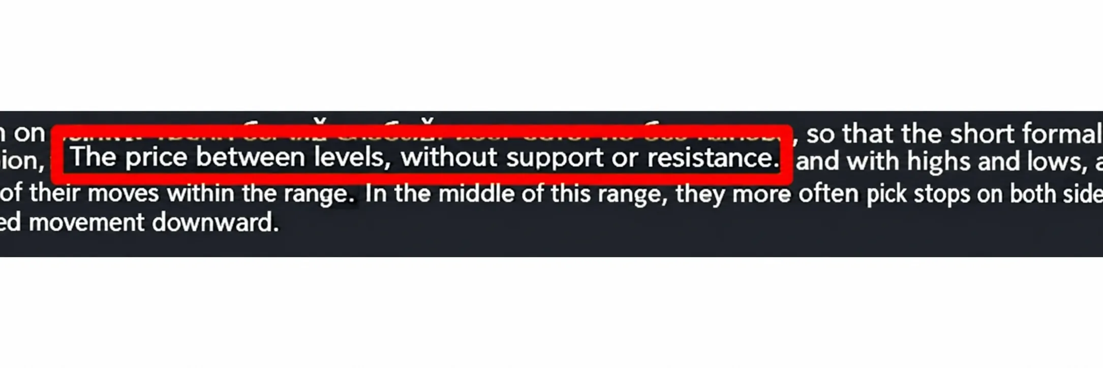 Level line: price between levels, without support