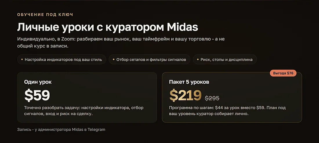 цены личных уроков: один урок $59, пакет из пяти $219