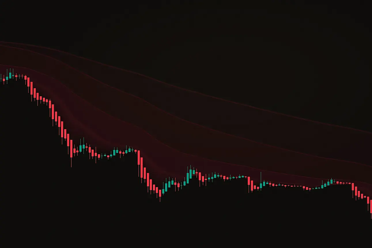 красные EMA веером вниз - сильный медвежий тренд