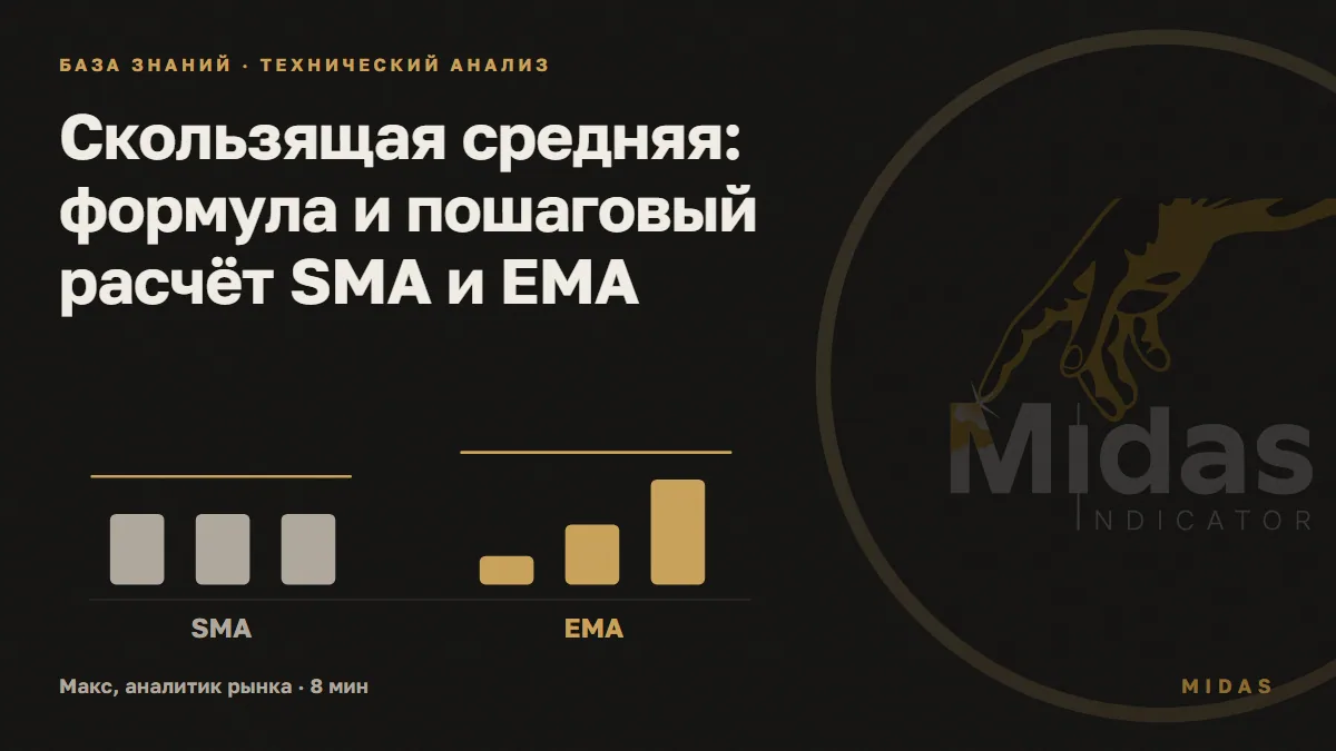 Обложка статьи «Скользящая средняя: формула и пошаговый расчёт SMA и EMA»: Равные и убывающие веса цен