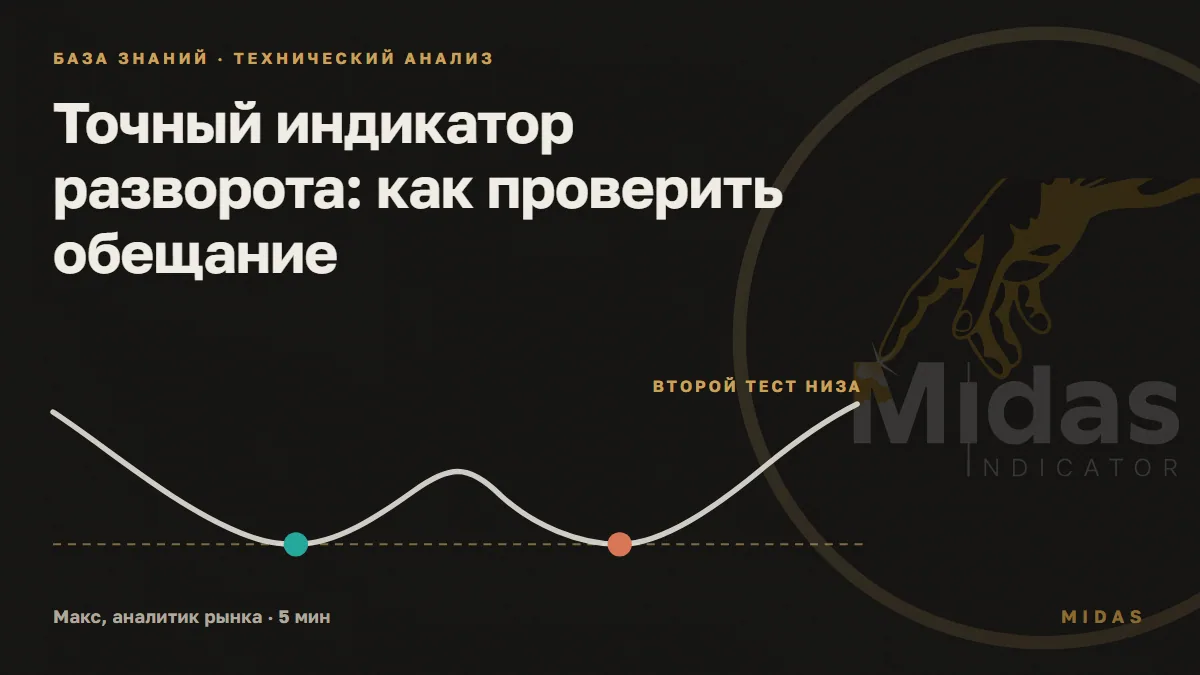 Обложка статьи «Точный индикатор разворота: как проверить обещание»: двойное дно: цена дважды доходит до одного уровня и разворачивается вверх