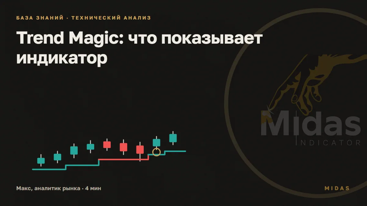 Обложка статьи «Trend Magic: что показывает индикатор»: Одна линия, два события: цвет по знаку CCI и пересечение линии минимумом свечи